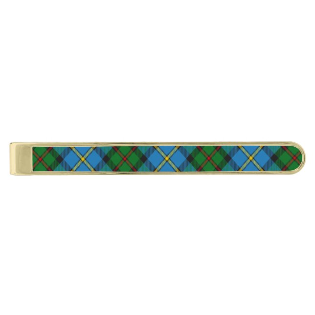 Clan MacLeod Hunting Tartan Gold Finish Tie Bar (Front)