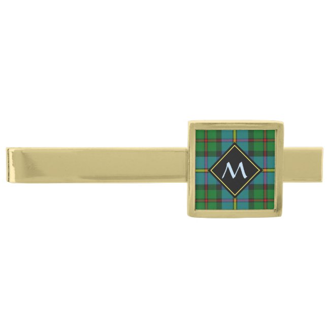 Clan MacLeod Hunting Tartan Gold Finish Tie Bar (Front)