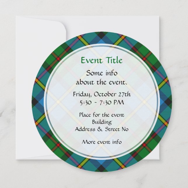 Clan MacLeod Hunting Tartan Invitation (Back)