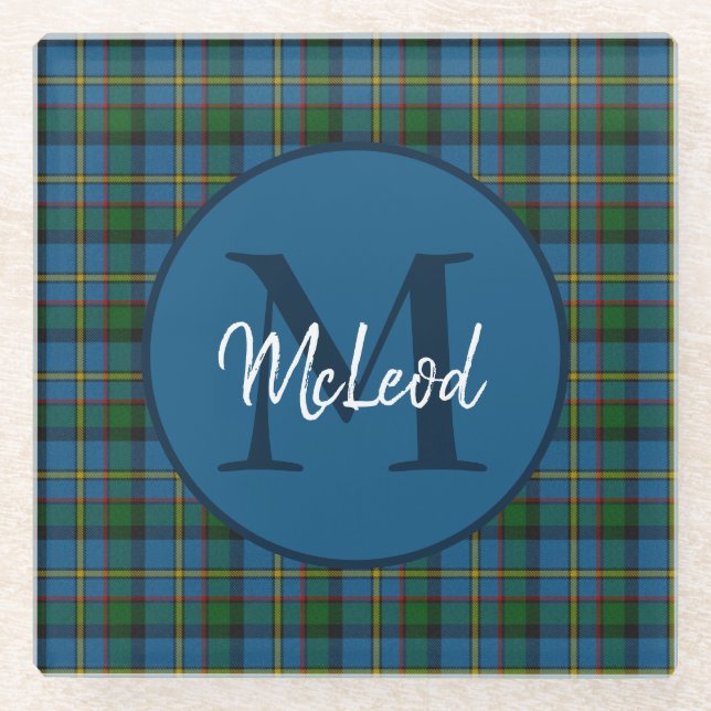 Clan MacLeod Monogrammed   Glass Coaster (Front)