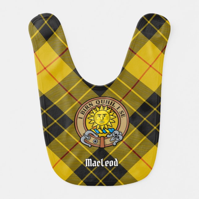 Clan MacLeod of Lewis Crest over Tartan Baby Bib (Front)
