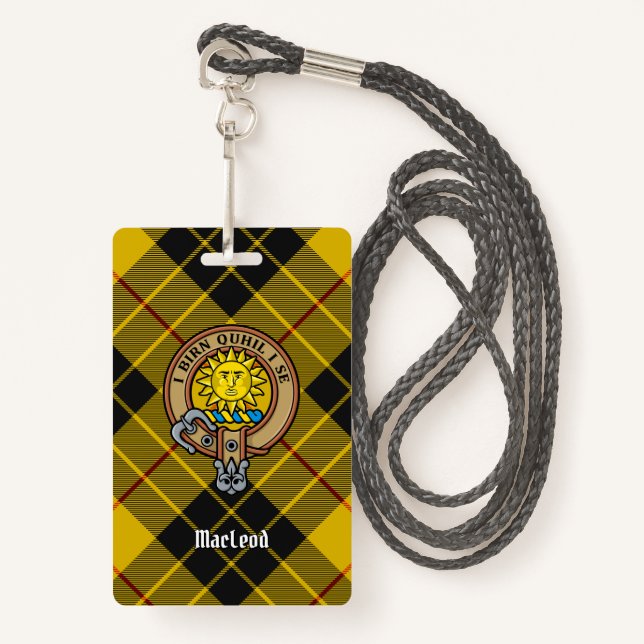 Clan MacLeod of Lewis Crest over Tartan Badge (Front with Lanyard)
