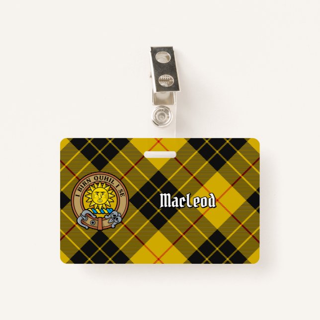 Clan MacLeod of Lewis Crest over Tartan Badge (Front with Clip)