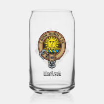 Clan MacLeod of Lewis Crest over Tartan Can Glass