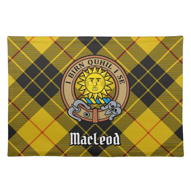 Clan MacLeod of Lewis Crest over Tartan Cloth Placemat (Front)