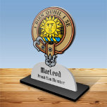 Clan MacLeod of Lewis Crest over Tartan Cutout<br><div class="desc">Clan MacLeod of Lewis crest badge surrounded by a strap and buckle over tartan background. Custom text.</div>