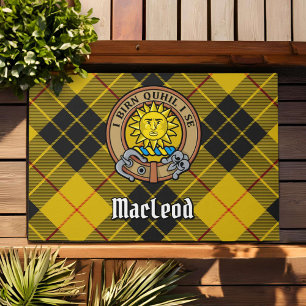 Clan MacLeod of Lewis Crest over Tartan Doormat