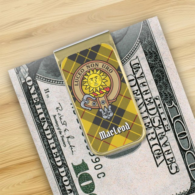 Clan MacLeod of Lewis Crest over Tartan Gold Finish Money Clip (Creator Uploaded)