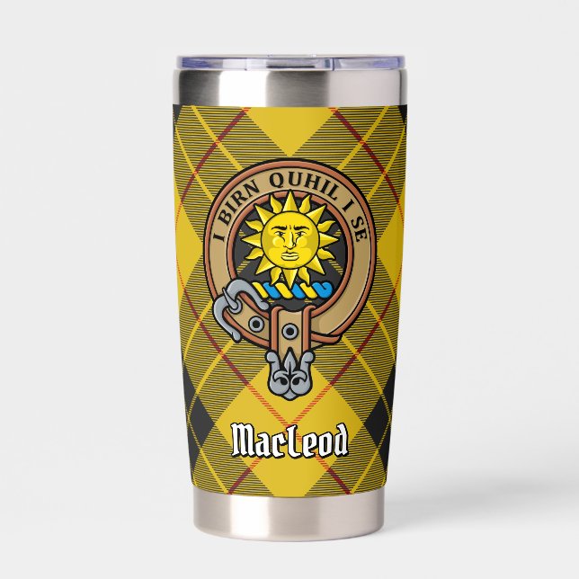 Clan MacLeod of Lewis Crest over Tartan Insulated Tumbler (Front)