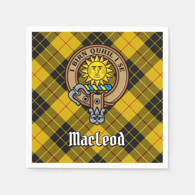 Clan MacLeod of Lewis Crest over Tartan Napkins (Front)