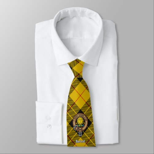 Clan MacLeod of Lewis Crest over Tartan Neck Tie