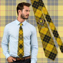 Clan MacLeod of Lewis Crest over Tartan Neck Tie