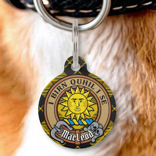 Clan MacLeod of Lewis Crest over Tartan Pet ID Tag