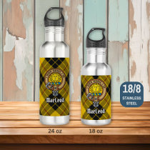 Clan MacLeod of Lewis Crest over Tartan Stainless Steel Water Bottle