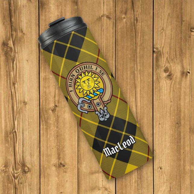 Clan MacLeod of Lewis Crest over Tartan Thermal Tumbler (Creator Uploaded)