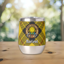 Clan MacLeod of Lewis Crest over Tartan Thermal Wine Tumbler