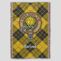 Clan MacLeod of Lewis Crest over Tartan Throw Blanket