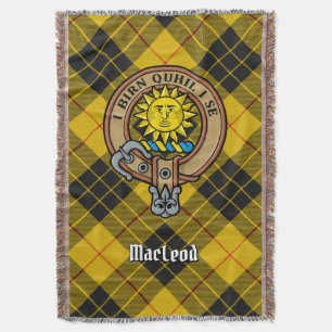 Clan MacLeod of Lewis Crest over Tartan Throw Blanket