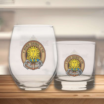 Clan MacLeod of Lewis Crest over Tartan Whiskey Glass