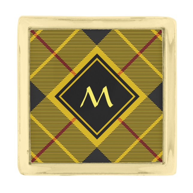Clan Macleod of Lewis Tartan Gold Finish Lapel Pin (Front)