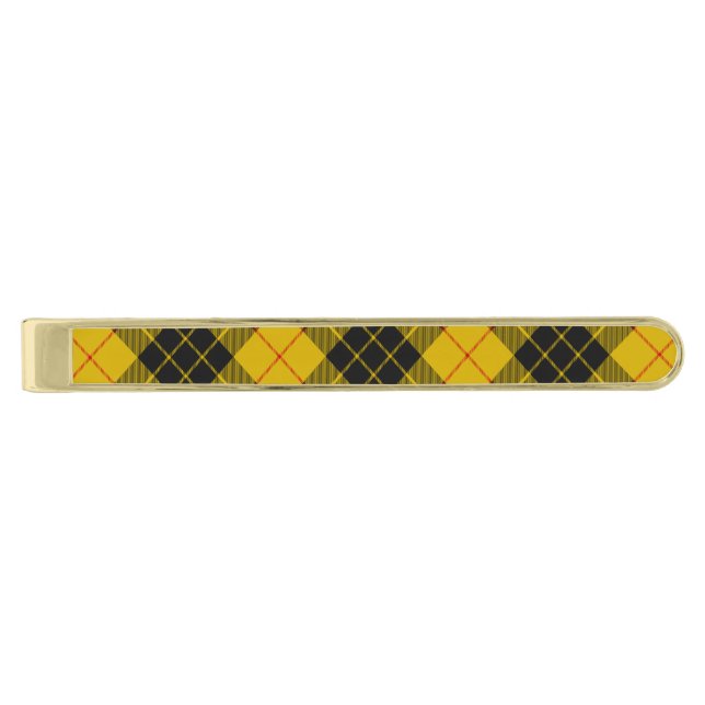 Clan Macleod of Lewis Tartan Gold Finish Tie Bar (Front)