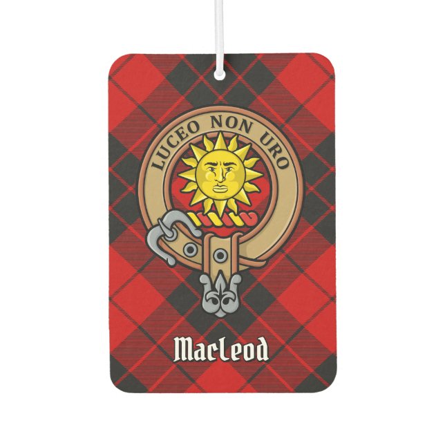 Clan MacLeod of Raasay Crest over Tartan Air Freshener (Front)