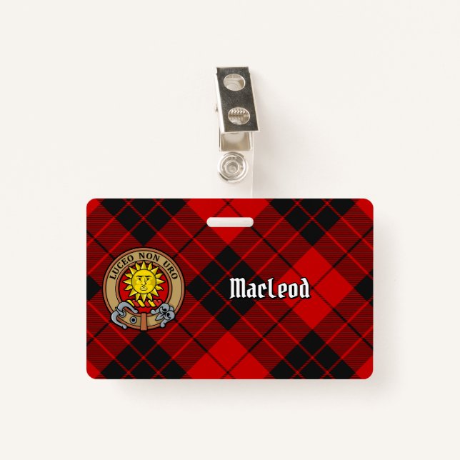 Clan MacLeod of Raasay Crest over Tartan Badge (Front with Clip)