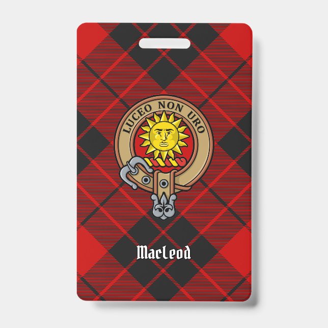 Clan MacLeod of Raasay Crest over Tartan Badge (Front)