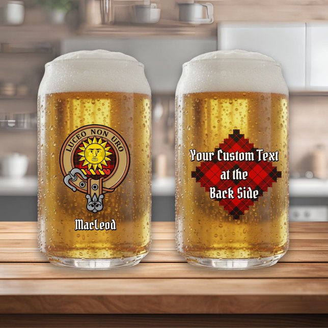 Clan MacLeod of Raasay Crest over Tartan Can Glass (Creator Uploaded)