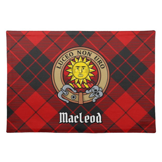 Clan MacLeod of Raasay Crest over Tartan Cloth Placemat (Front)