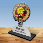 Clan MacLeod of Raasay Crest over Tartan Cutout<br><div class="desc">Clan MacLeod of Raasay crest badge surrounded by a strap and buckle over tartan background. Custom text.</div>