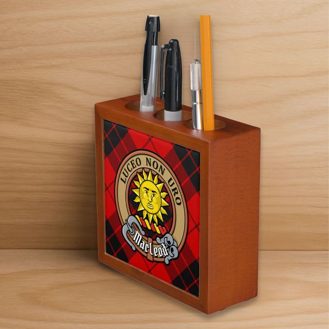 Clan MacLeod of Raasay Crest over Tartan Desk Organizer (Creator Uploaded)