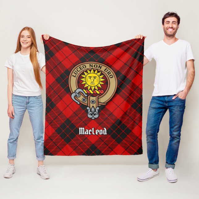 Clan MacLeod of Raasay Crest over Tartan Fleece Blanket (In Situ)