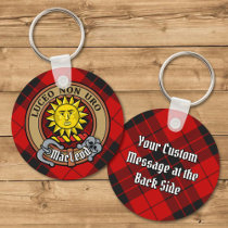 Clan MacLeod of Raasay Crest over Tartan Keychain