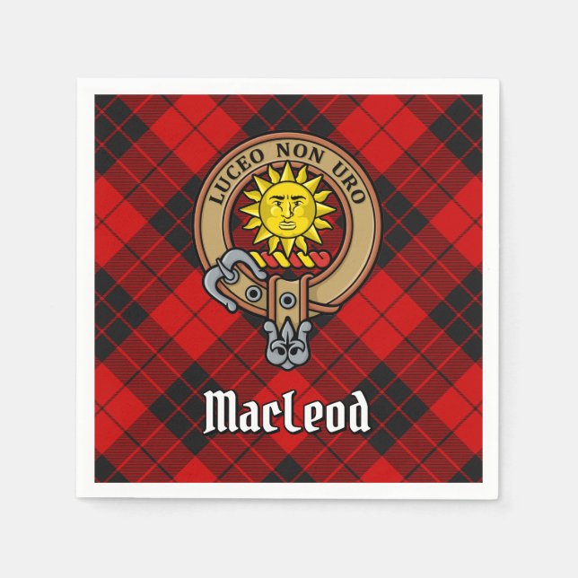Clan MacLeod of Raasay Crest over Tartan Napkins (Front)