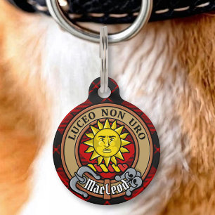 Clan MacLeod of Raasay Crest over Tartan Pet ID Tag