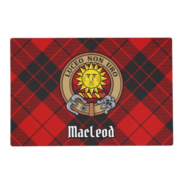 Clan MacLeod of Raasay Crest over Tartan Placemat (Front)