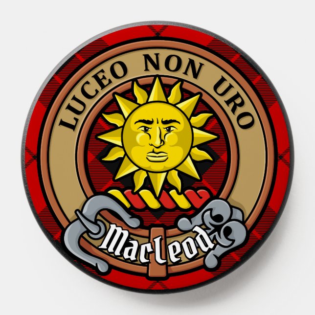 Clan MacLeod of Raasay Crest over Tartan PopSocket (Popsocket)