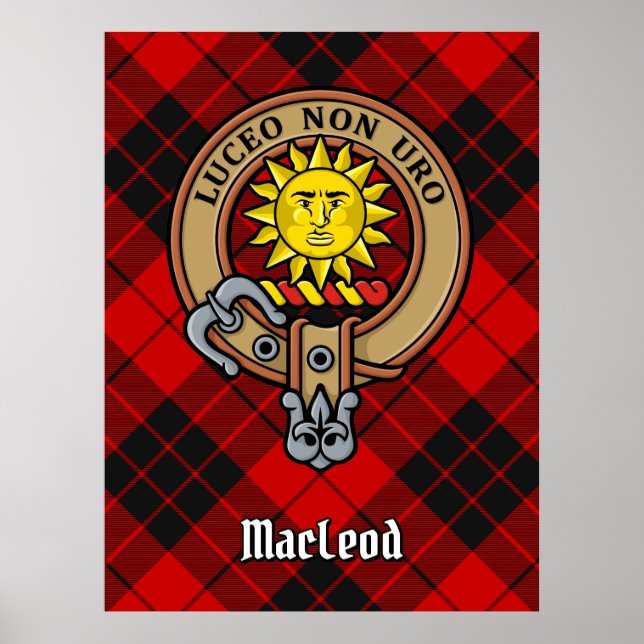 Clan MacLeod of Raasay Crest over Tartan Poster (Front)