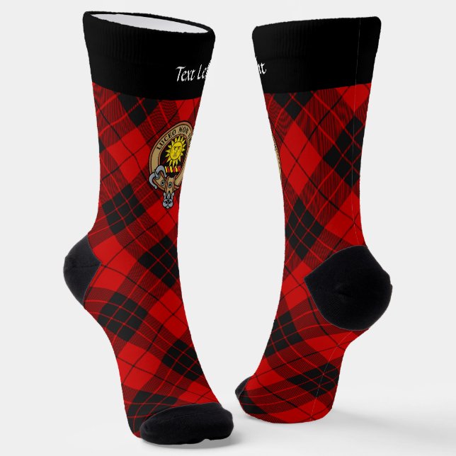 Clan MacLeod of Raasay Crest over Tartan Socks (Angled)