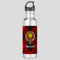 Clan MacLeod of Raasay Crest over Tartan Stainless Steel Water Bottle