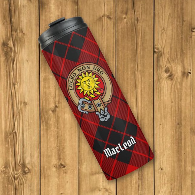 Clan MacLeod of Raasay Crest over Tartan Thermal Tumbler (Creator Uploaded)