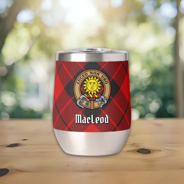 Clan MacLeod of Raasay Crest over Tartan Thermal Wine Tumbler (Creator Uploaded)