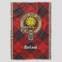 Clan MacLeod of Raasay Crest over Tartan Throw Blanket