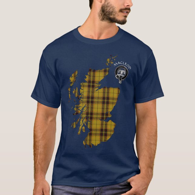 Clan MacLeod 'Snuffbox' Tartan Map & Crest T-Shirt (Front)