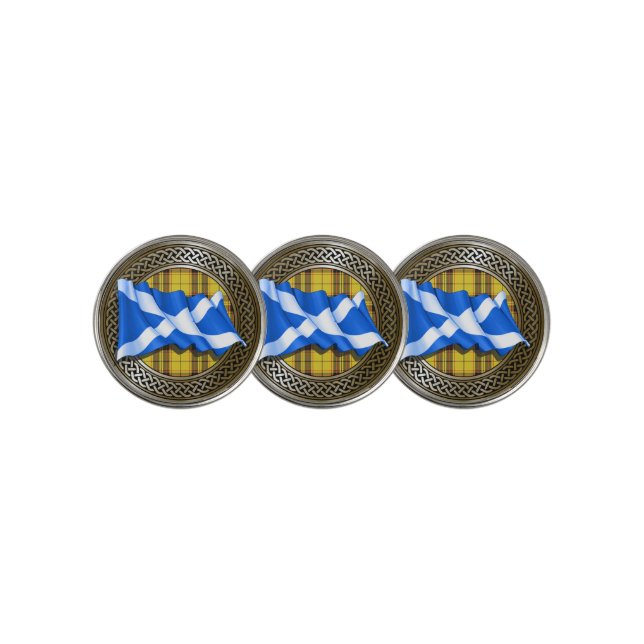 Clan MacLeod Tartan Knot & Flag Golf Ball Marker (3 Up)