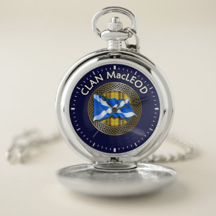 Clan MacLeod Tartan Knot & Flag Pocket Watch