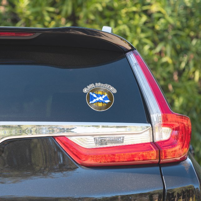 Clan MacLeod Tartan Knot & Flag Sticker (Car Side)