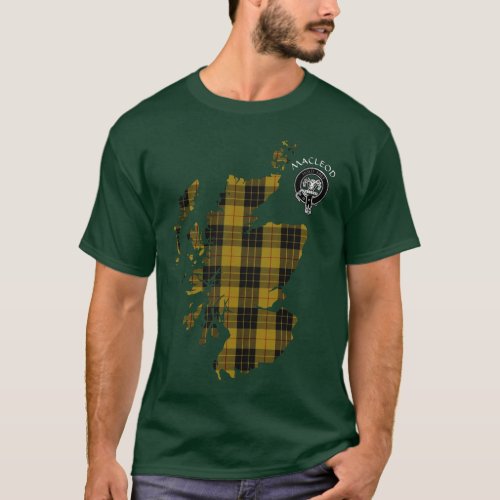 Clan MacLeod Tartan Map  Crest T_Shirt