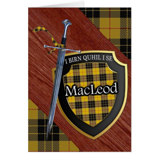 Clan MacLeod Tartan Scottish Shield & Sword Cards (Front)